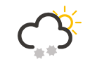 Leichte Schneeschauer, Sonne und Wolken