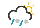 Schneeregen, Sonne und Wolken